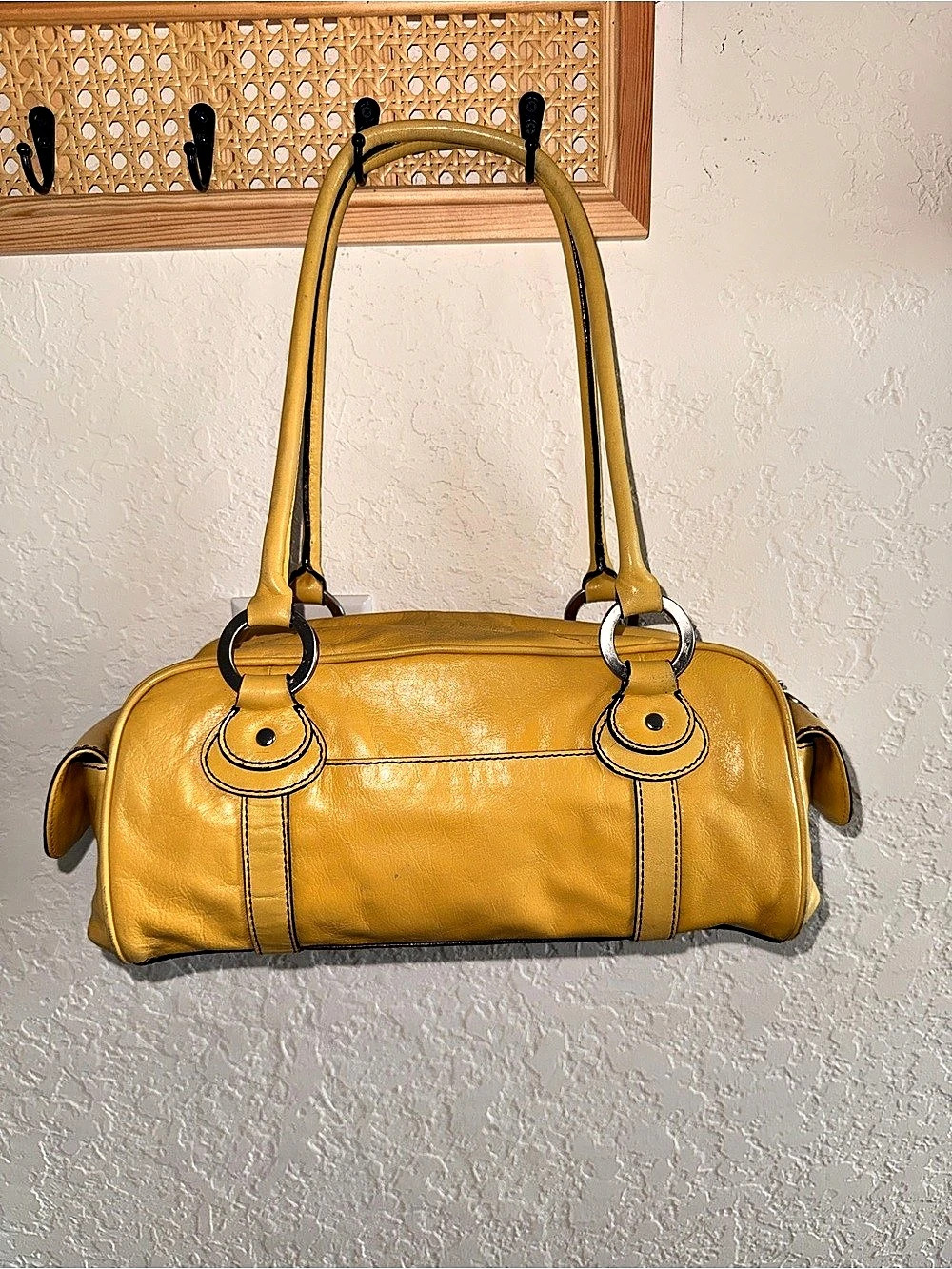 Hype Authentic Leather Yellow Shoulder Bag